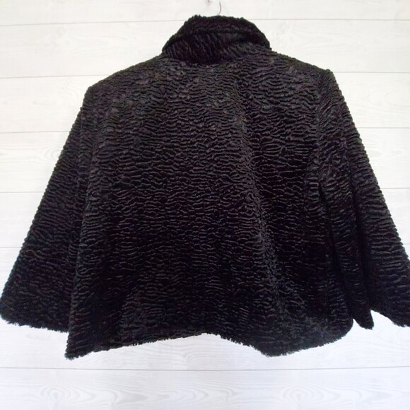 Cachet Black Fur Coat Cropped Jacket Size M/L Evening Retro - Picture 10 of 10